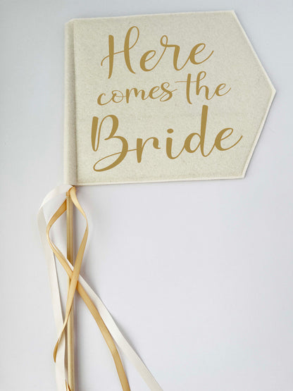 Here Comes The Bride, Wedding Pennant Flag