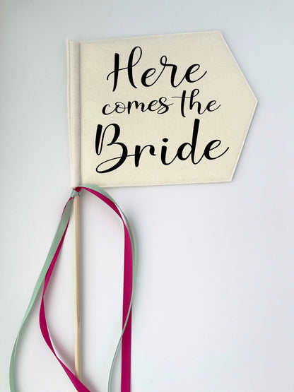 Here Comes The Bride, Wedding Pennant Flag