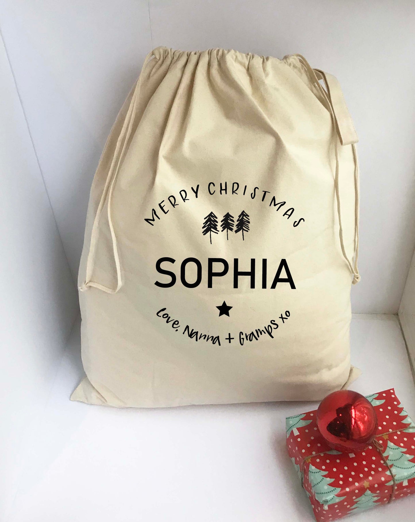 Personalized Santa Sack - Christmas Gift Bag Pines