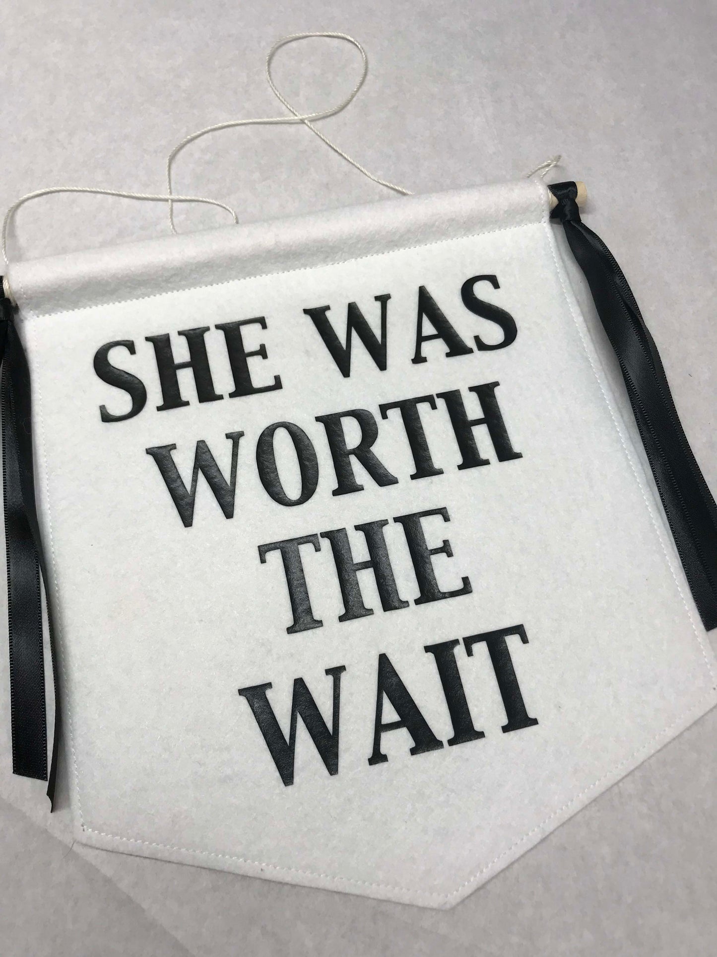 Custom Wedding Sign/Banner - She Was Worth The Wait