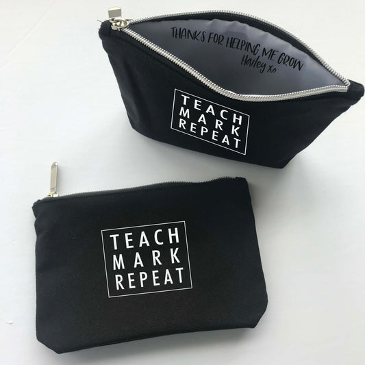 Teach Mark Repeat Zipper Pouch