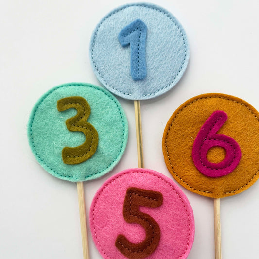 Age Cake Topper / Felt Flag Number Birthday Party Decoration