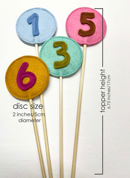 Age Cake Topper / Felt Flag Number Birthday Party Decoration