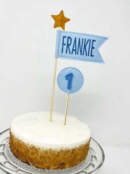 Personalized Felt Pennant Flag Cake Topper