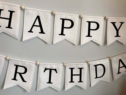 Ivory and Black Birthday Banner