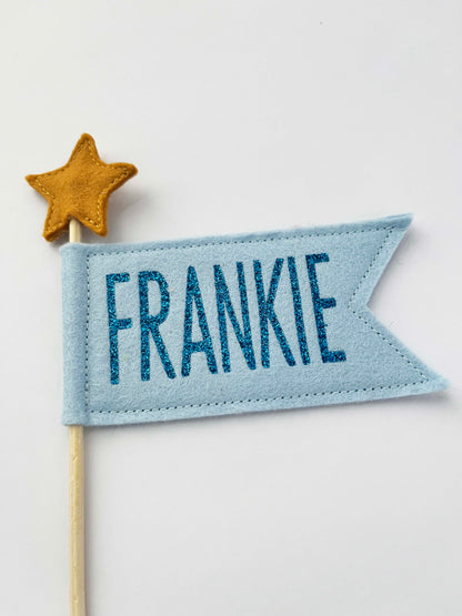 Personalized Felt Pennant Flag Cake Topper