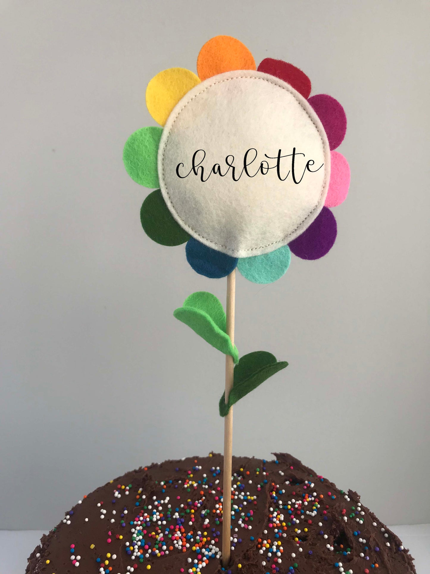 Rainbow Sunflower Cake Topper