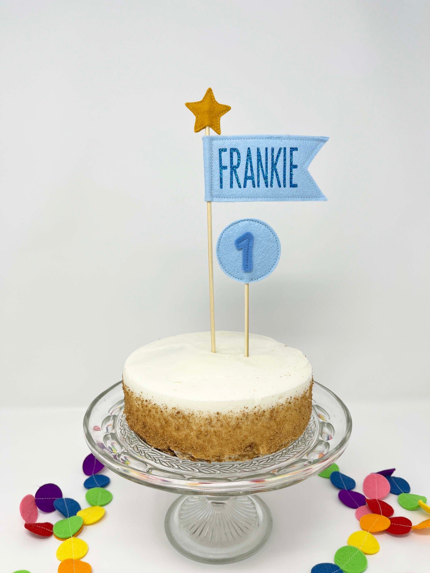 Age Cake Topper / Felt Flag Number Birthday Party Decoration