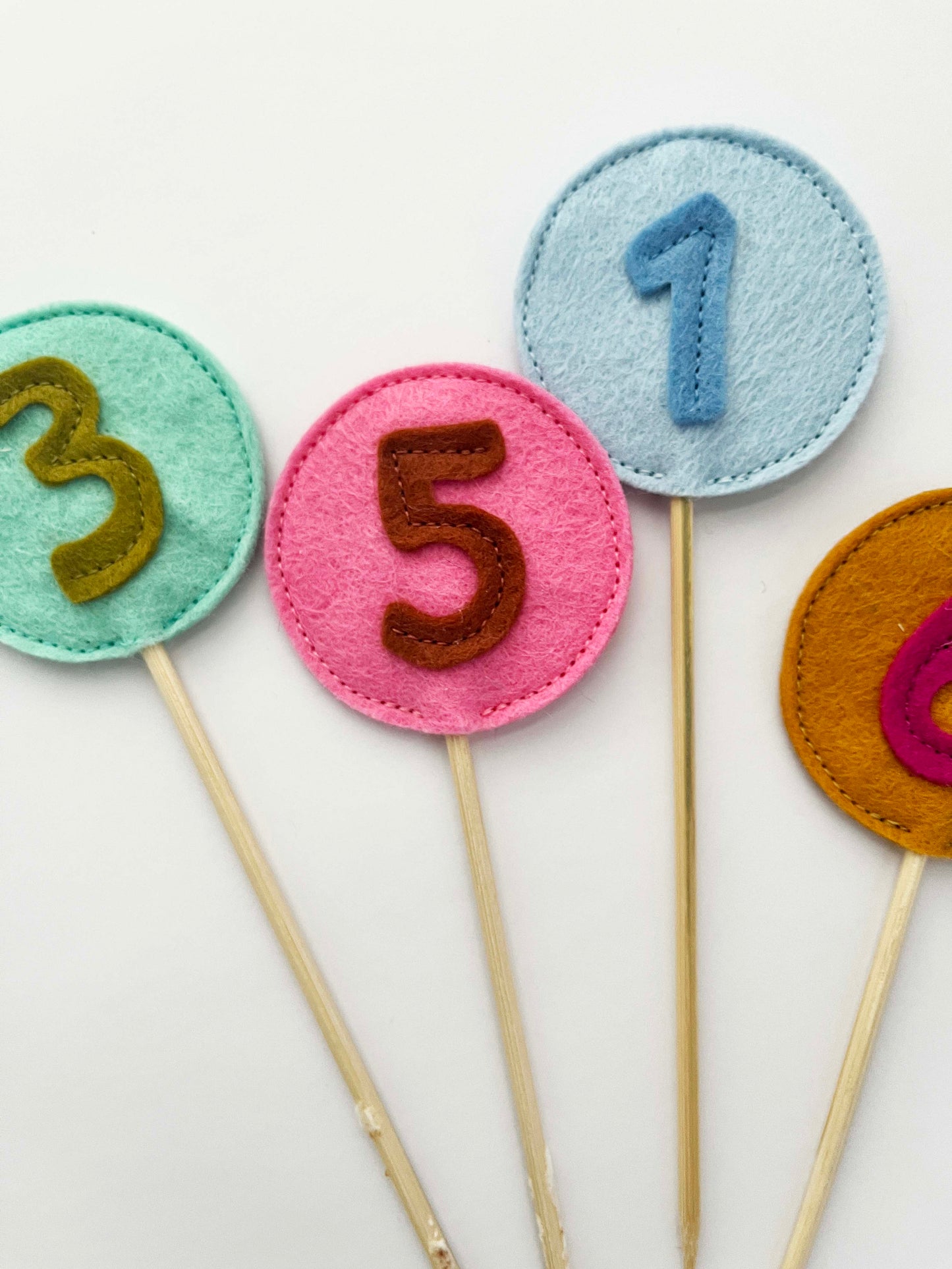 Age Cake Topper / Felt Flag Number Birthday Party Decoration