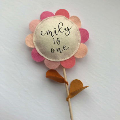 Pink Sunflower Cake Topper