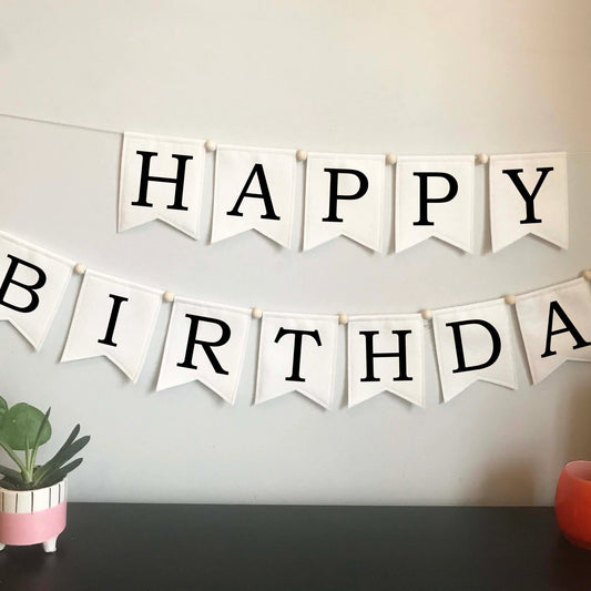 Ivory and Black Birthday Banner