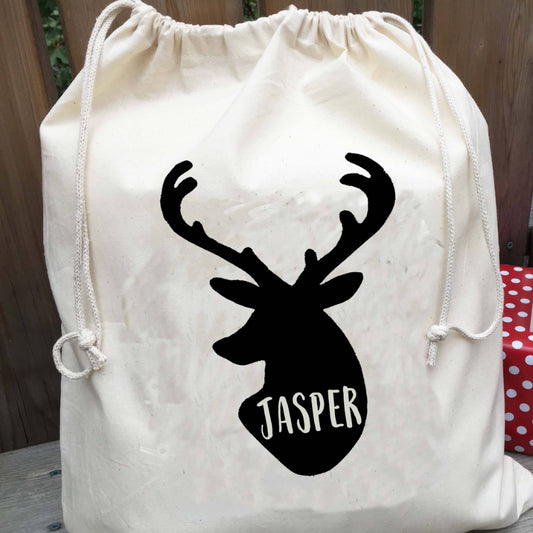 Personalized Santa Sack - Christmas Gift Bag Reindeer