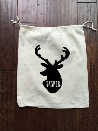 Personalized Santa Sack - Christmas Gift Bag Reindeer