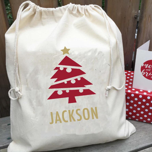 Personalized Santa Sack - Christmas Gift Bag Tree