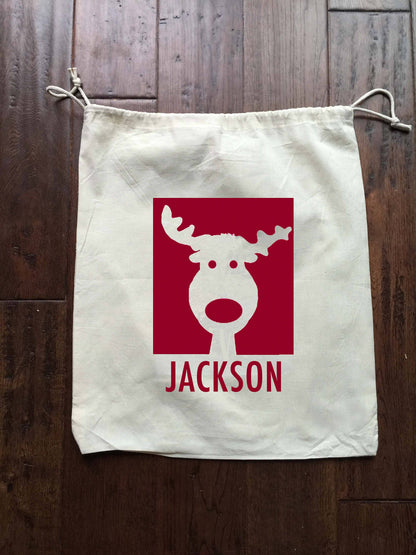 Personalized Santa Sack - Christmas Gift Bag Rudolph