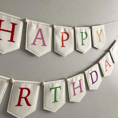 Rainbow Happy Birthday Felt Garland