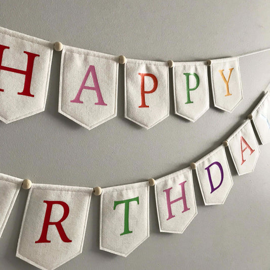 Rainbow Happy Birthday Felt Garland