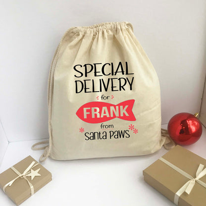 Personalized Santa Sack - Christmas Gift Bag Cat