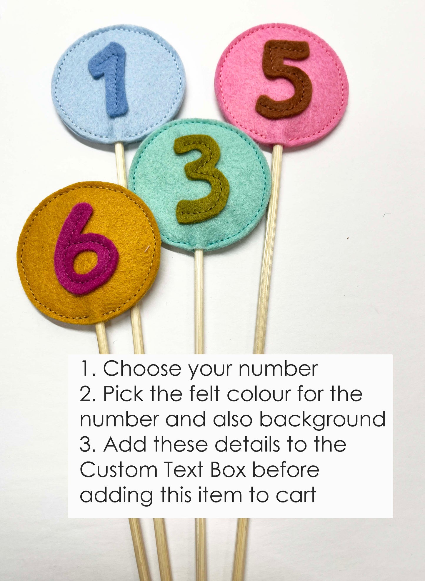 Age Cake Topper / Felt Flag Number Birthday Party Decoration