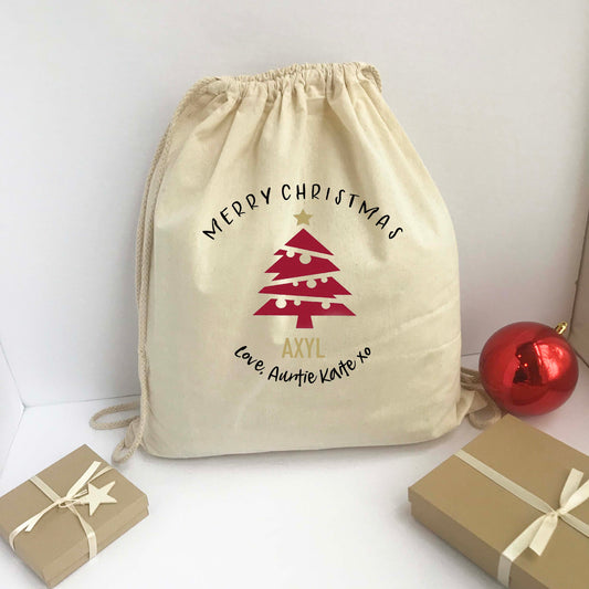 Personalized Santa Sack - Christmas Gift Bag Xmas Tree