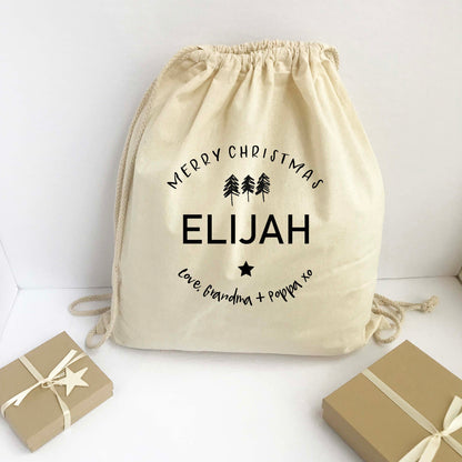 Personalized Santa Sack - Christmas Gift Bag Pines