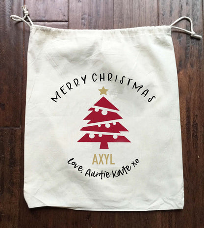 Personalized Santa Sack - Christmas Gift Bag Xmas Tree